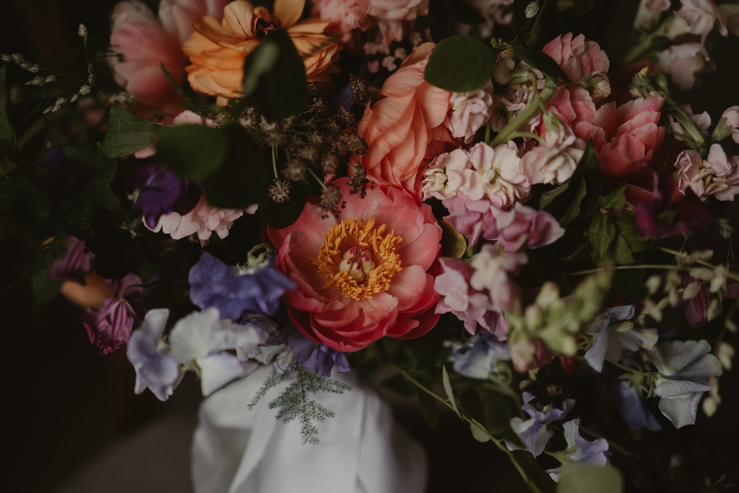 Bouquet of colorful flowers with a dark background